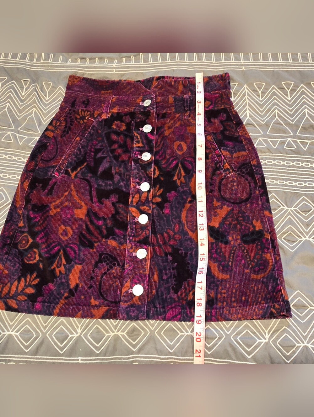 Anthropologie Pilcro High Waisted Corduroy Button Down Skirt Size 0 - Picture 2 of 8